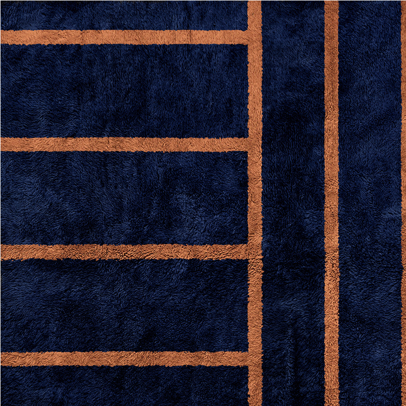 Moroccan custom rug from Beni Ourain, Wool, Blue