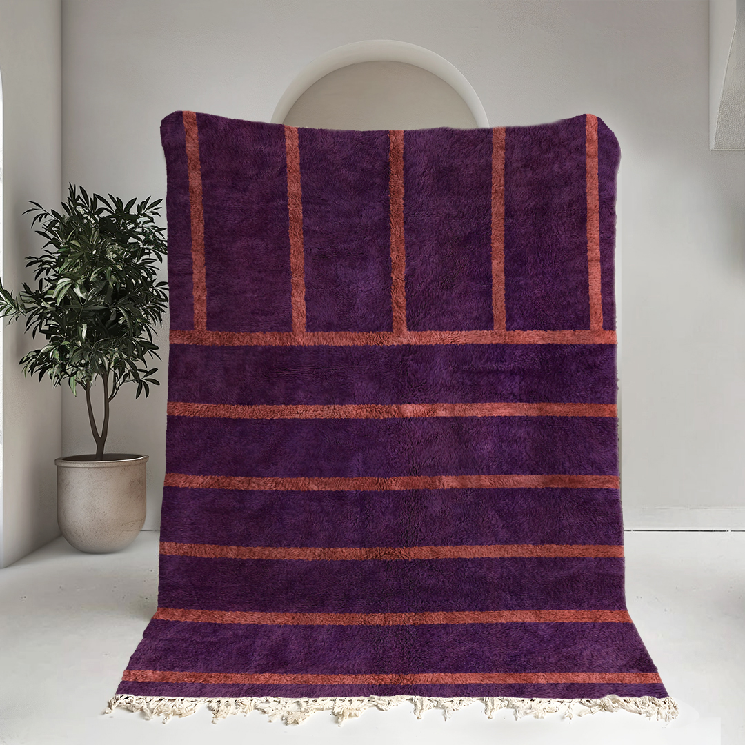 Moroccan custom rug from Beni Ourain, Wool, Purple