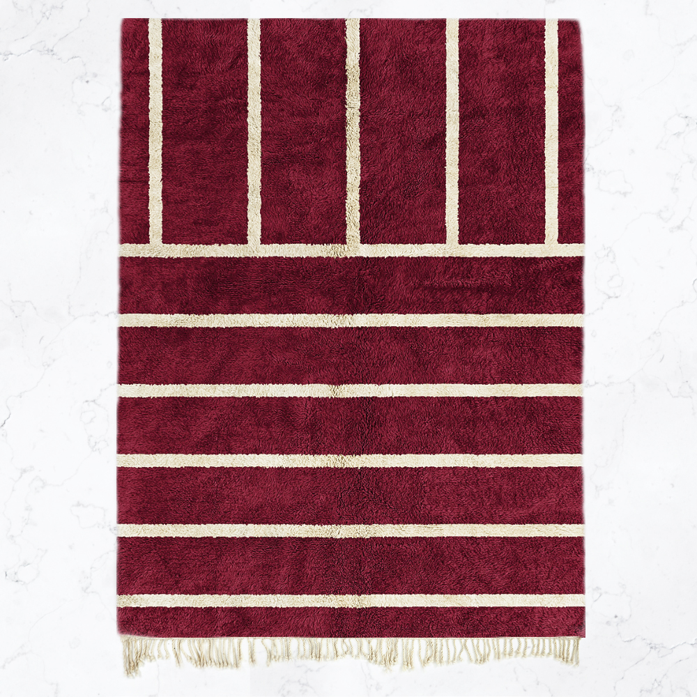 Moroccan custom rug from Beni Ourain, Wool, Red