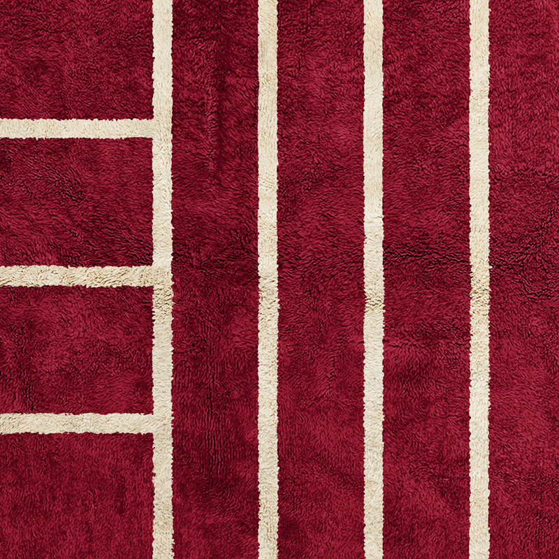 Moroccan custom rug from Beni Ourain, Wool, Red