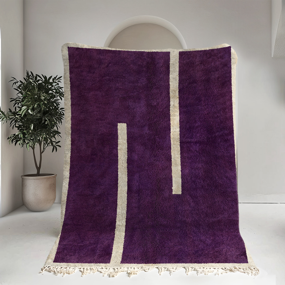 Moroccan custom rug from Beni Ourain, Wool, Purple