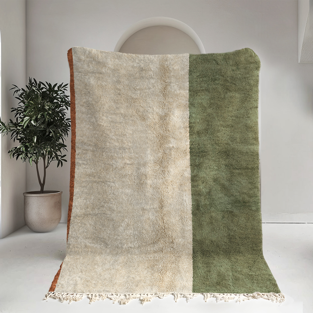 Moroccan custom rug from Beni Ourain, Wool, Green