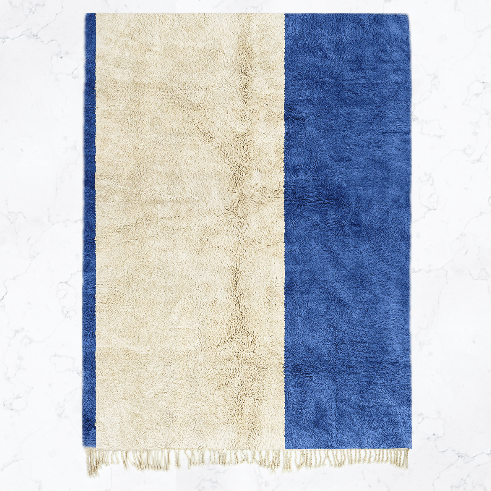 Moroccan custom rug from Beni Ourain, Wool, Blue