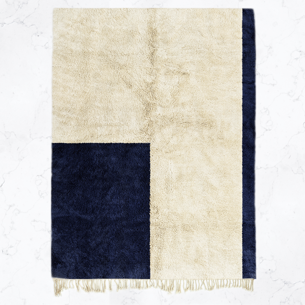 Moroccan custom rug from Beni Ourain, Wool, Blue
