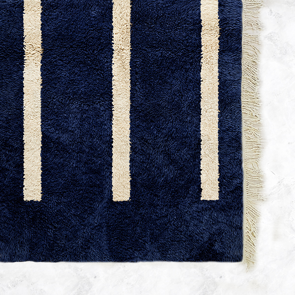 Moroccan custom rug from Beni Ourain, Wool, Blue