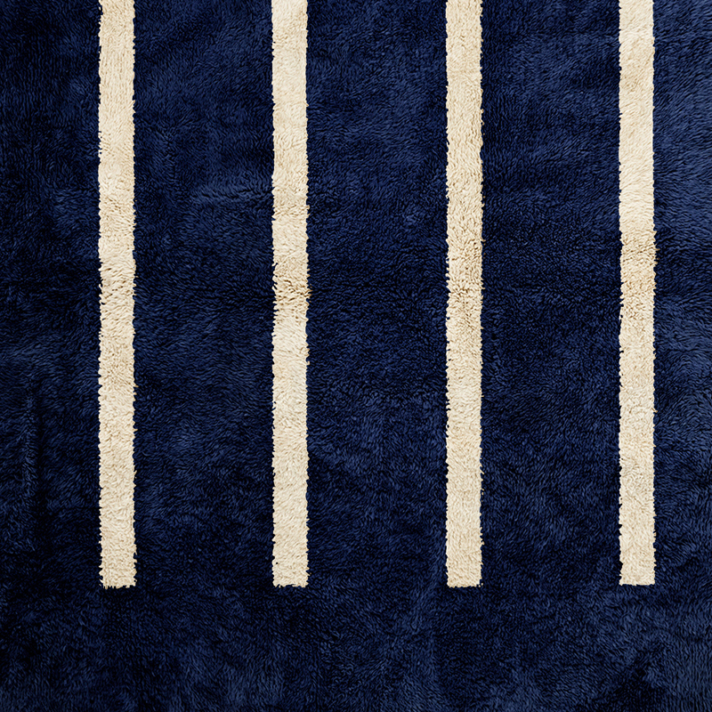Moroccan custom rug from Beni Ourain, Wool, Blue