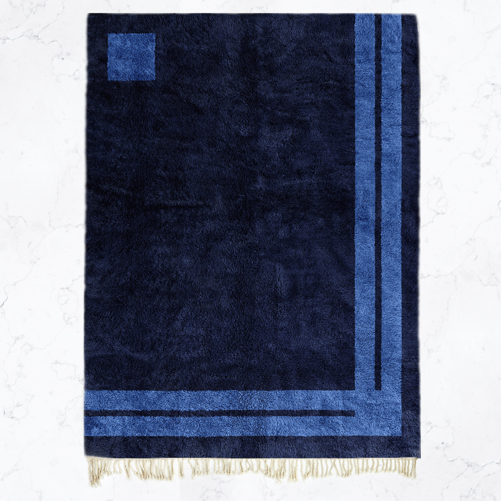 Moroccan custom rug from Beni Ourain, Wool, Blue