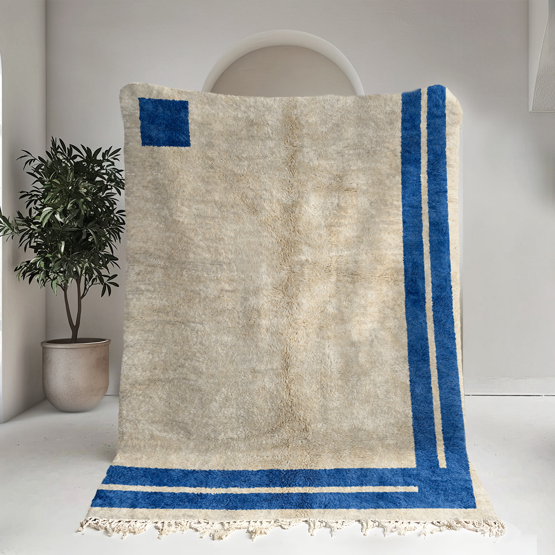 Moroccan custom rug from Beni Ourain, Wool, White
