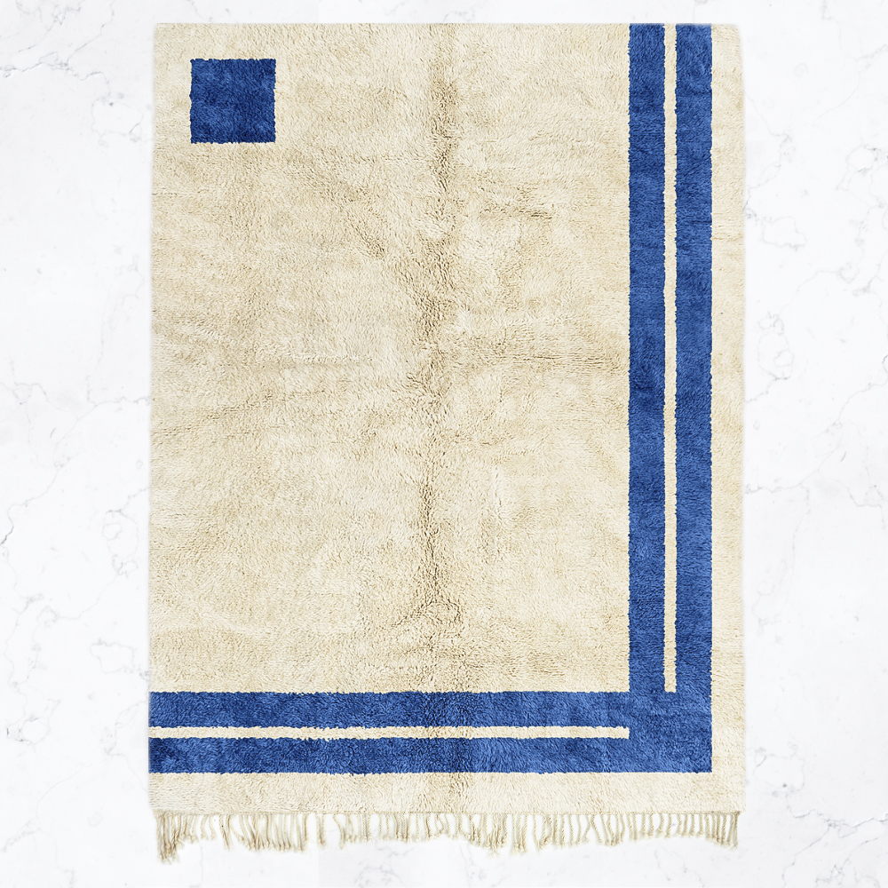 Moroccan custom rug from Beni Ourain, Wool, White