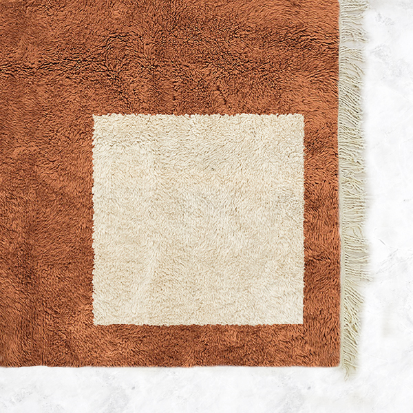 Moroccan custom rug from Beni Ourain, Wool, Orange