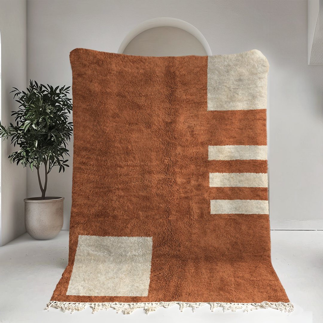 Moroccan custom rug from Beni Ourain, Wool, Orange