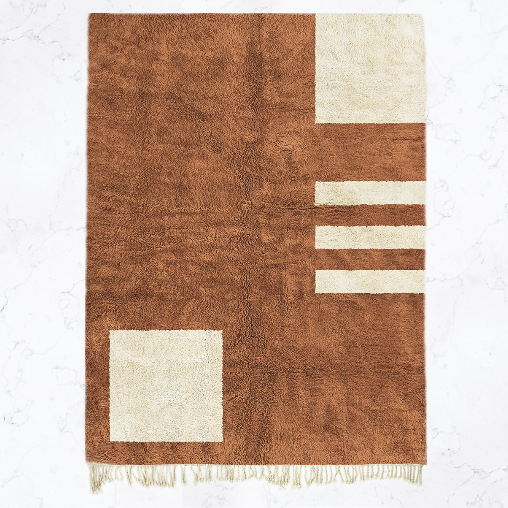 Moroccan custom rug from Beni Ourain, Wool, Orange