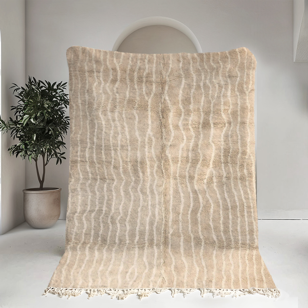 Moroccan custom rug from Beni Ourain, Wool, Beige
