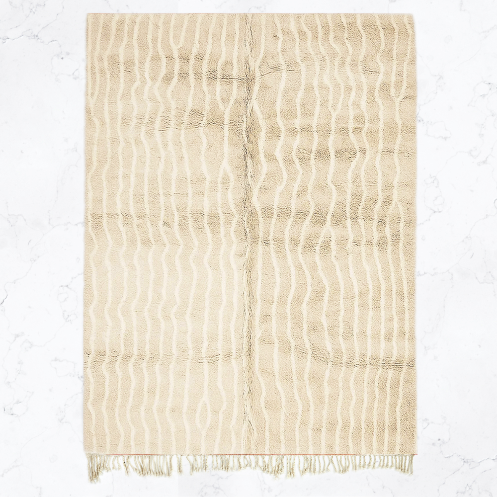 Moroccan custom rug from Beni Ourain, Wool, Beige