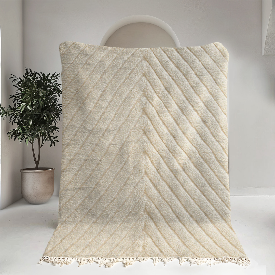 Moroccan custom rug from Beni Ourain, Wool, White