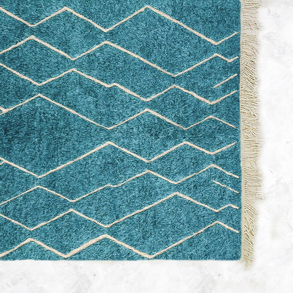 Moroccan custom rug from Beni Ourain, Wool, Blue