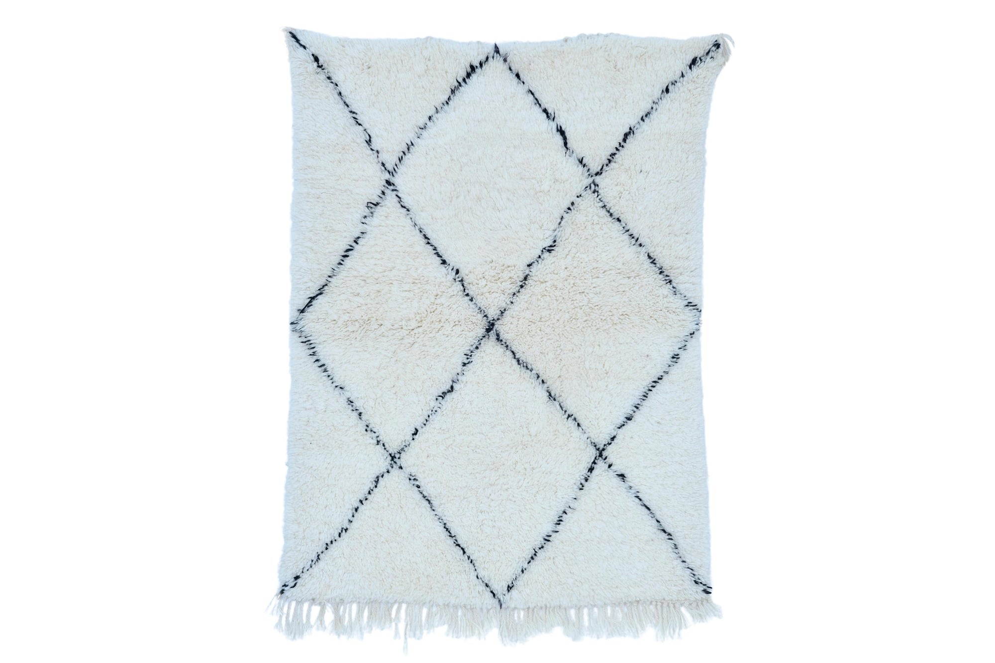 Moroccan custom rug from Beni Ourain, Wool and Thread, White
