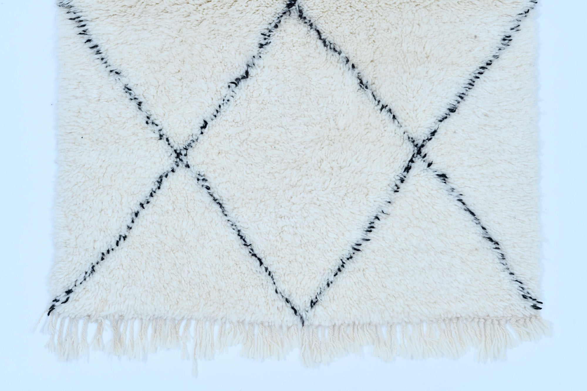 Moroccan custom rug from Beni Ourain, Wool and Thread, White