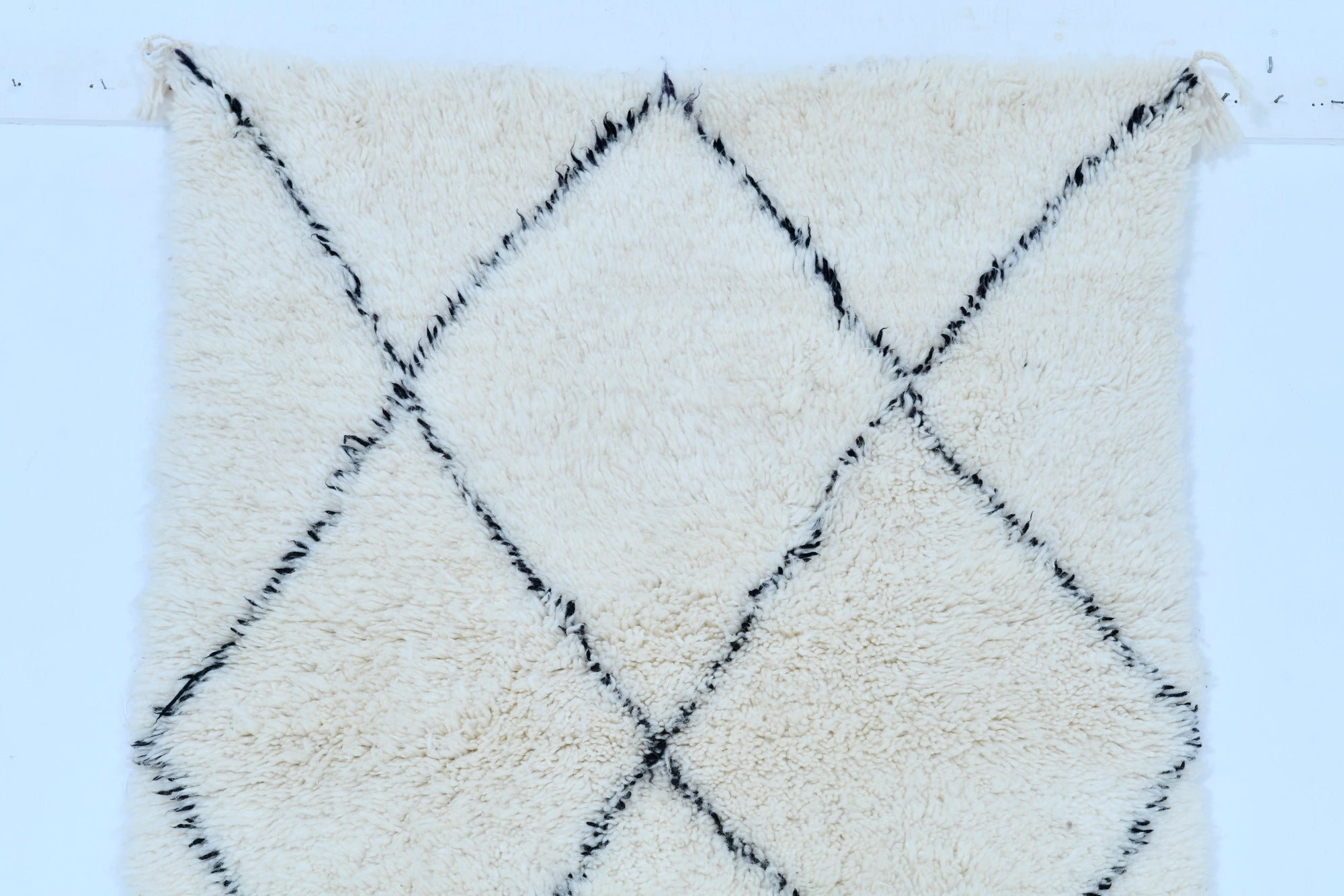 Moroccan custom rug from Beni Ourain, Wool and Thread, White