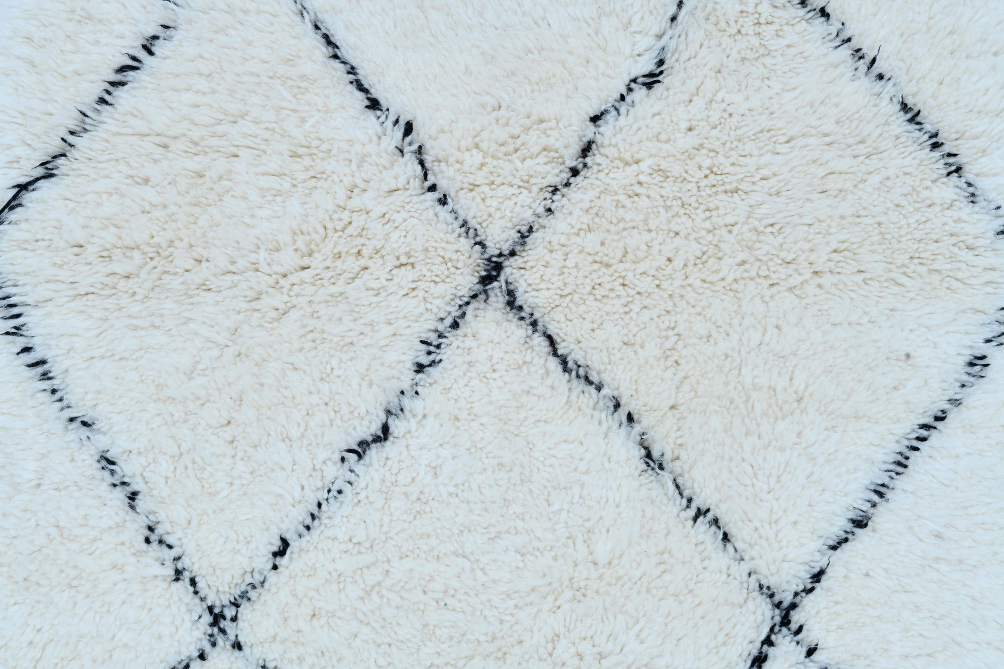 Moroccan custom rug from Beni Ourain, Wool and Thread, White