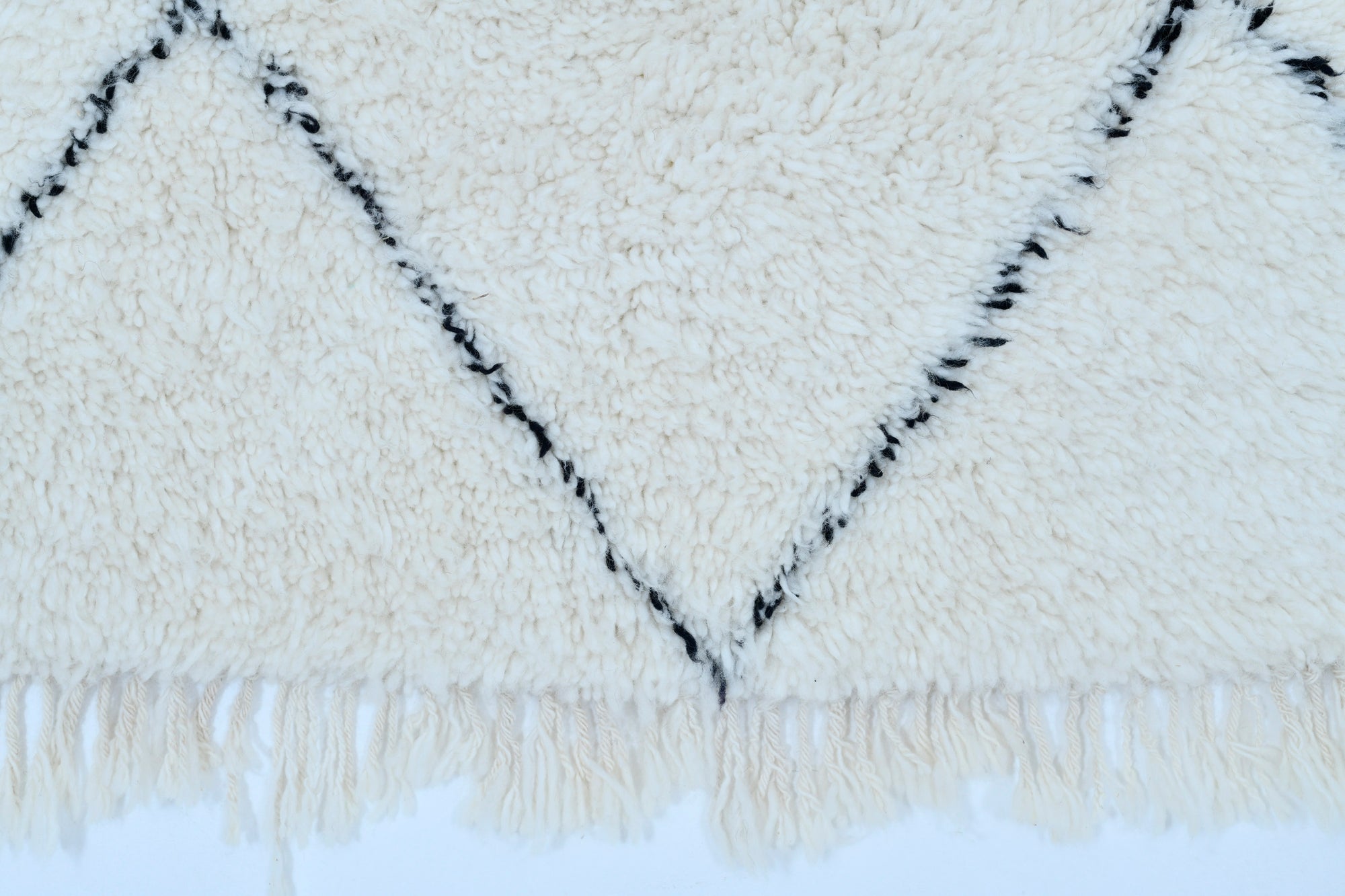 Moroccan custom rug from Beni Ourain, Wool and Thread, White