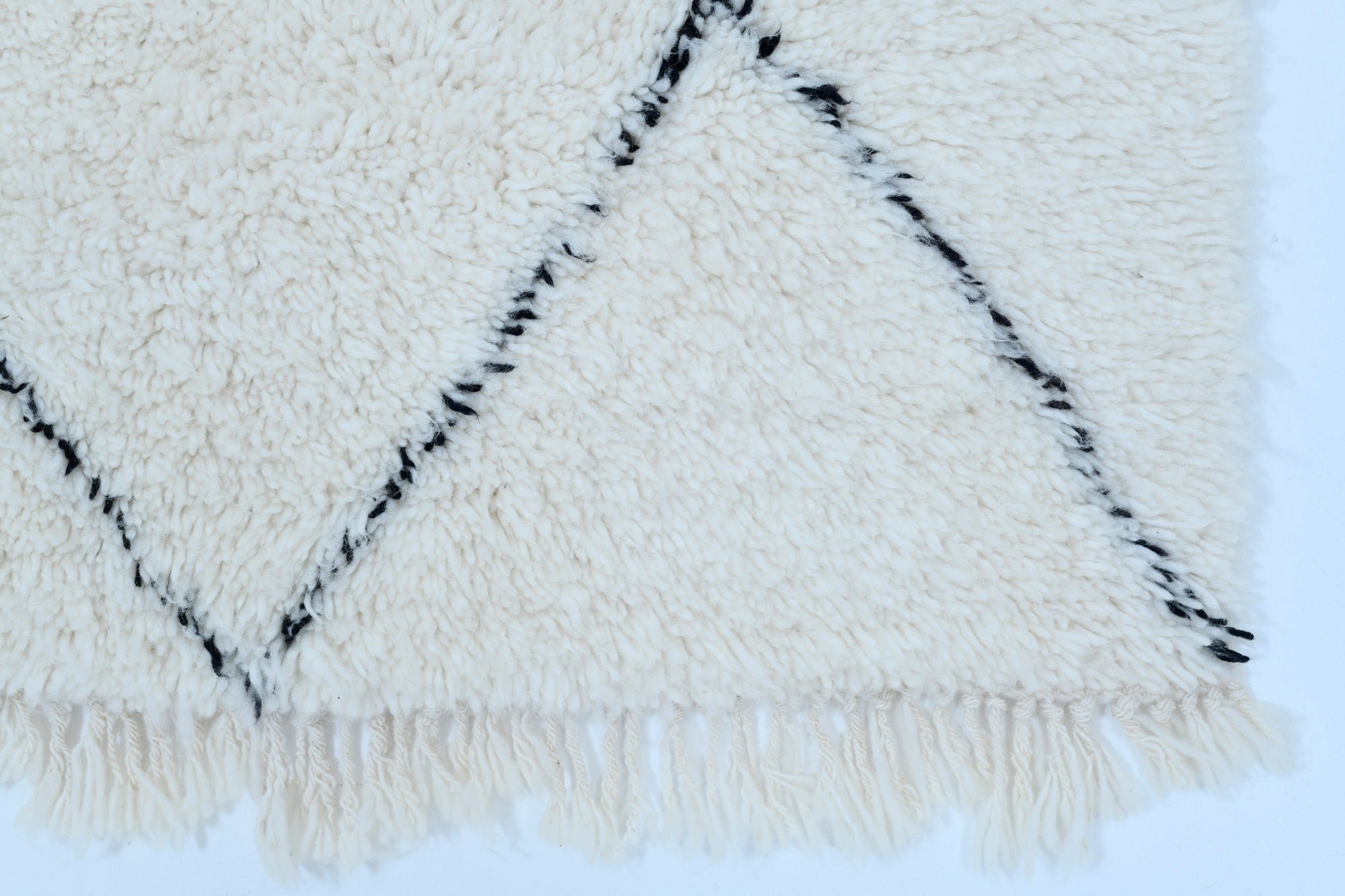Moroccan custom rug from Beni Ourain, Wool and Thread, White