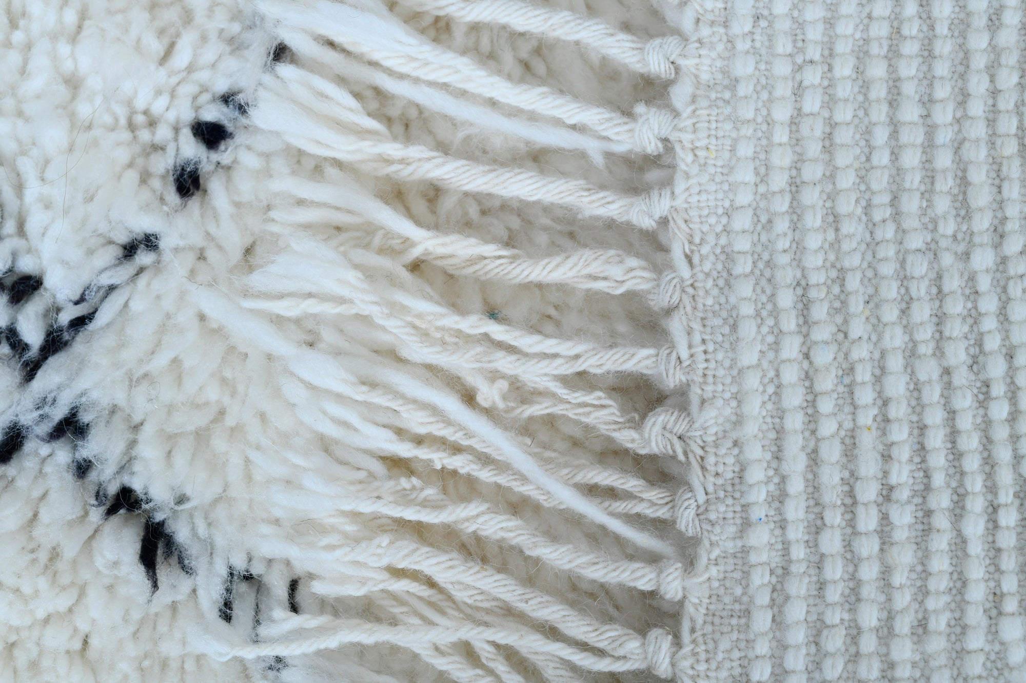 Moroccan custom rug from Beni Ourain, Wool and Thread, White