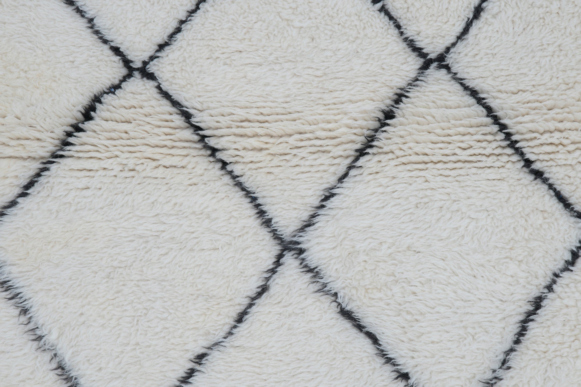 Moroccan custom rug from Beni Ourain, Wool and Thread, black and white