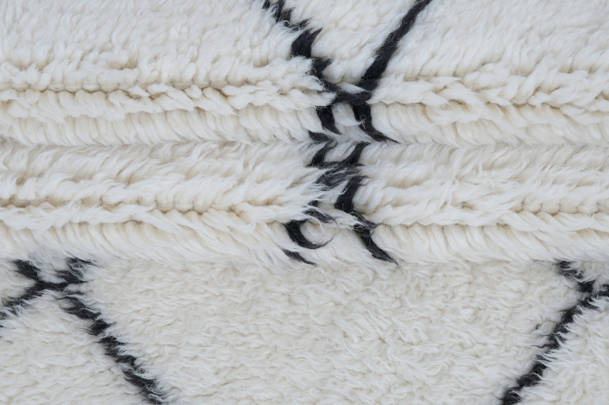 Moroccan custom rug from Beni Ourain, Wool and Thread, black and white