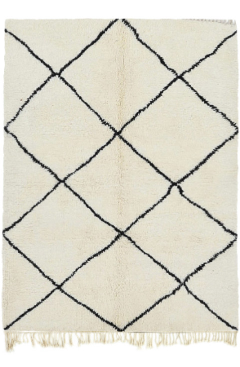 Custom White Moroccan Abstract Rug is a White Berber Area Rug with a Modern Art Rug Design Handmade Using Natural Wool