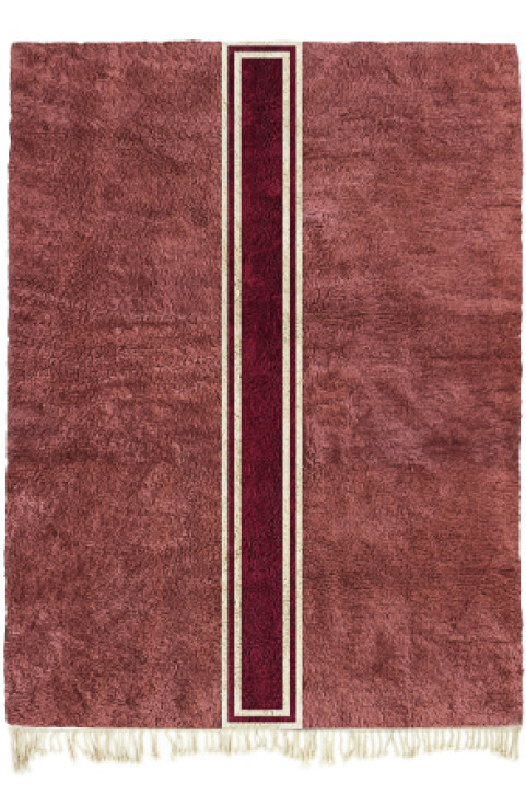 This Red Moroccan Rug is a Beni Ourain Rug with a Patterened Rug Motif in a Neutral 8x10 Rug for Bedroom Rug and a Home Office Rug