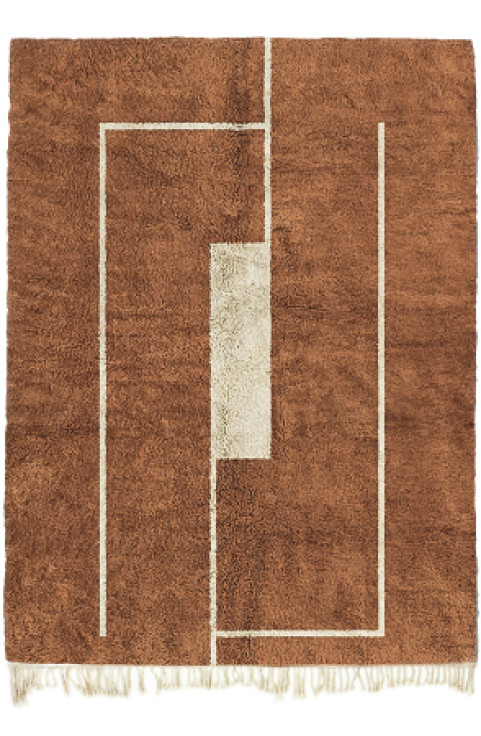 Orange Modern Rug, Morocco Berber Rug, Orange Beni Ourain Rug, Living Room Rug 9x12, Moroccan Wool Rug, Scandinavian Rug, Rug 10x14