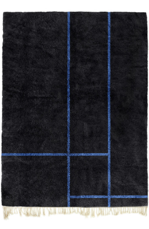 Black Moroccan Rug, Beni Ourain Rug, Black Abstract Rug, Living Room Rug 9x12, Handmade Rug, Moroccan Wool Rug, Area Rug 10x14