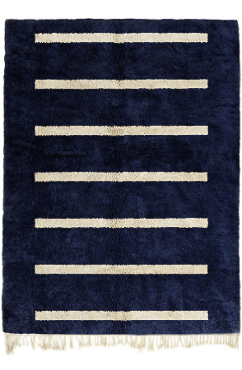 Handwoven Blue Moroccan Area Rug Made of Natural Wool Rug-Vibrant Beni Ourain Rug with a Modern Rug Design