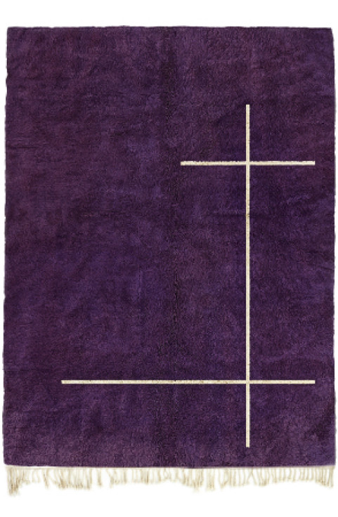 Handmade Purple Beni Ourain Rug is an Abstract Area Rug for Living Room or Bedroom with a Mid Century Modern Rug Design