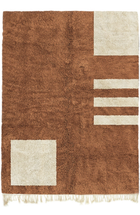 Orange Moroccan Rug, Area Rug 9x12, Moroccan Wool Rug, Handknotted,Modern Rug, Orange Rug for Living Room, Beni Ourain Rug, Berber Rug